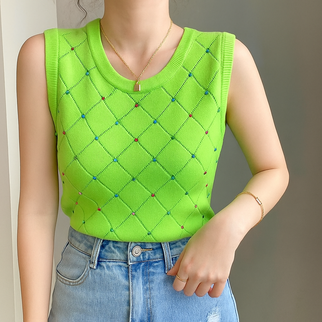 Cropped de Malha Abebey com Miçangas – Ousado e Chic