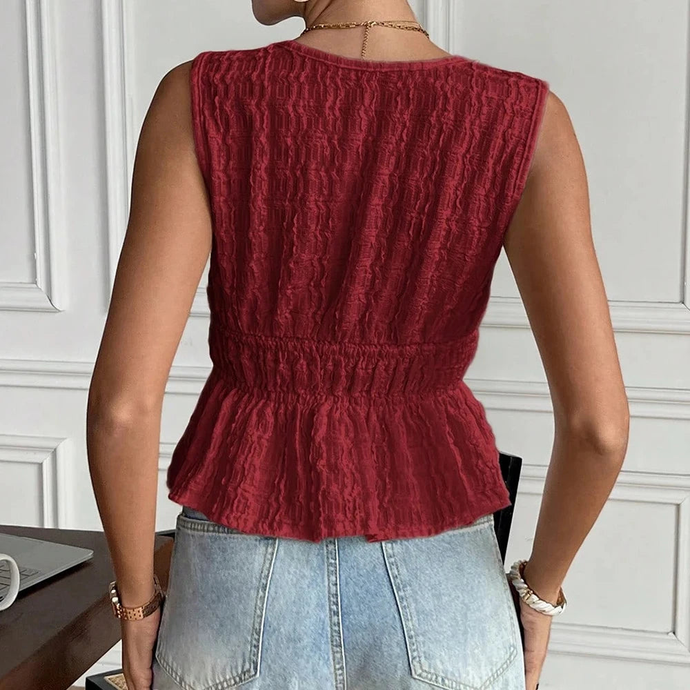 Top Feminino Deep V-Neck Tie – Summer Chic ☀️✨