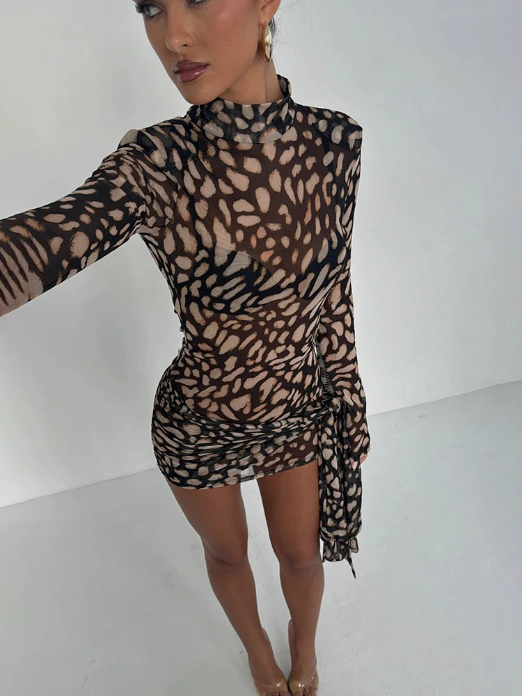 Mini Vestido Fantoye com Estampa de Leopardo