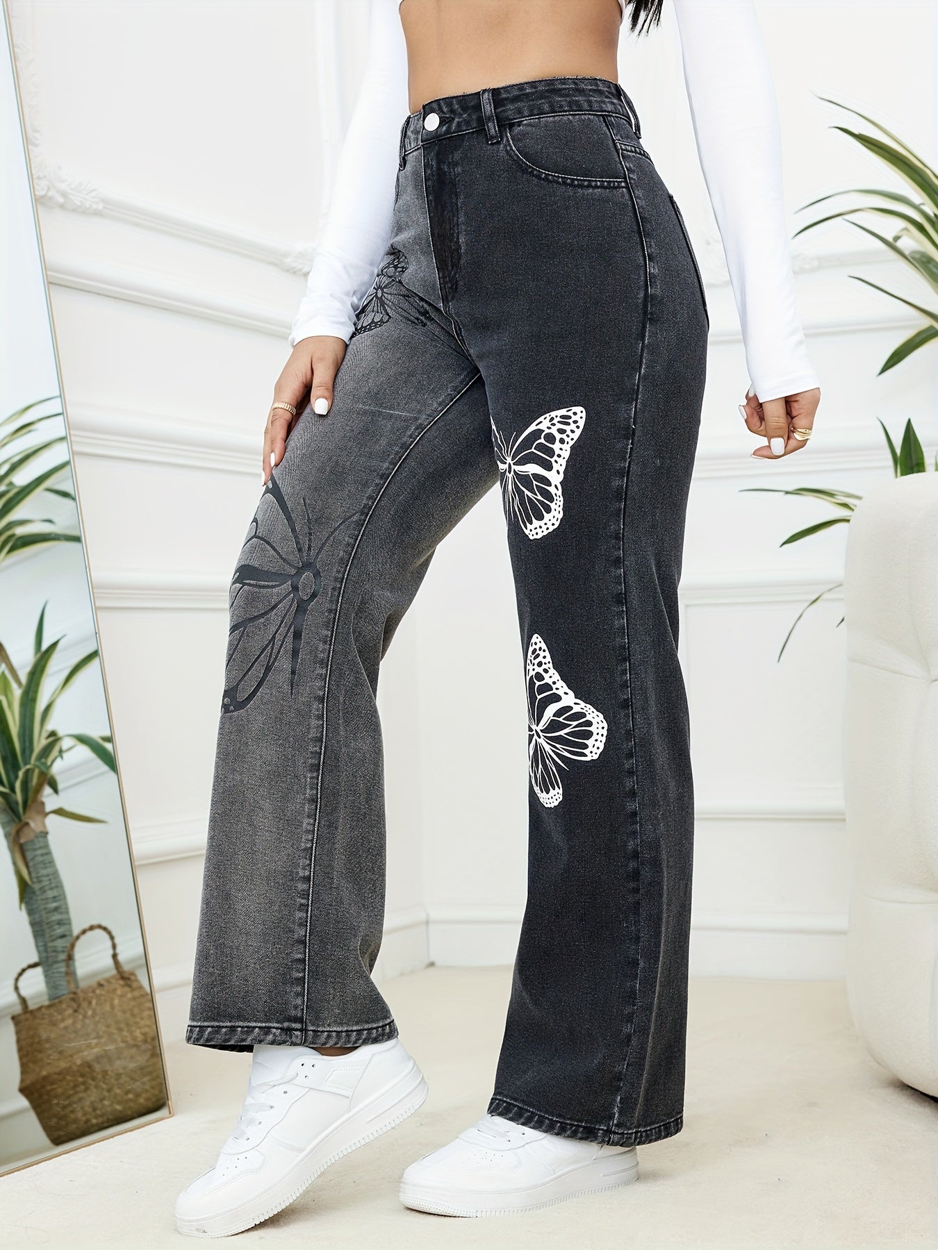 Calça Jeans Papiluxe™ Borboleta Assimétrica