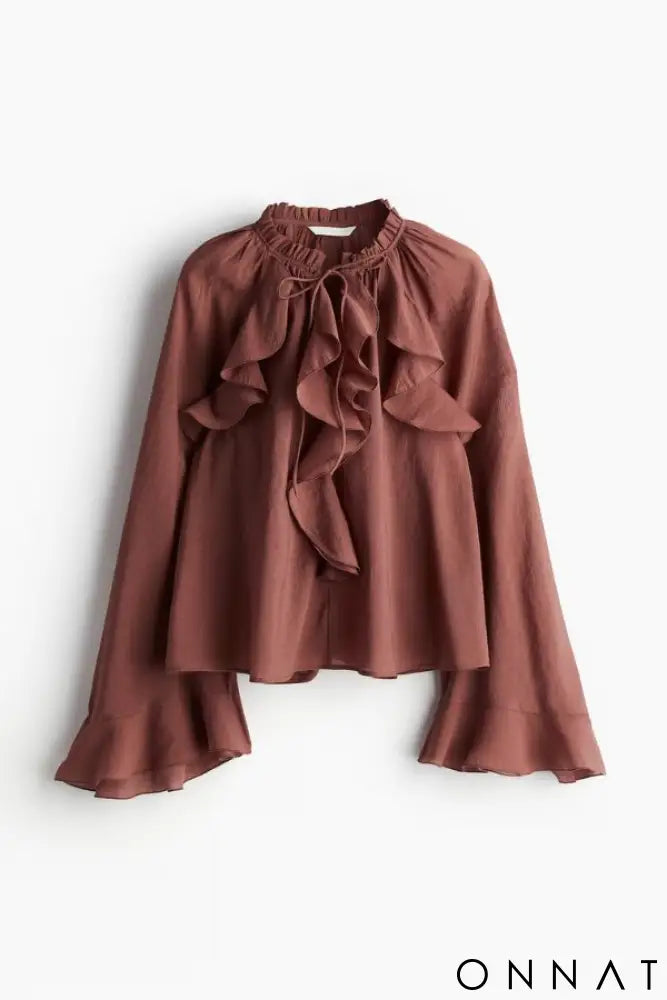 Blusa Boho Fluidos de Charme Marrom / P Tops