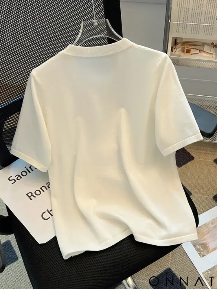 2024 Plus Size Hot Drilling Chain Loose T-shirt Women Summer New Korean Style Elegant Casual Trendy Short Sleeve Top