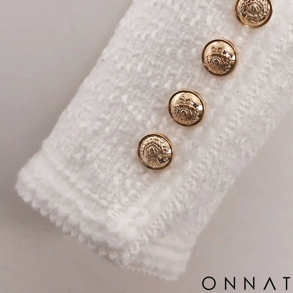 Cropped Tweed Gold Button Jacket