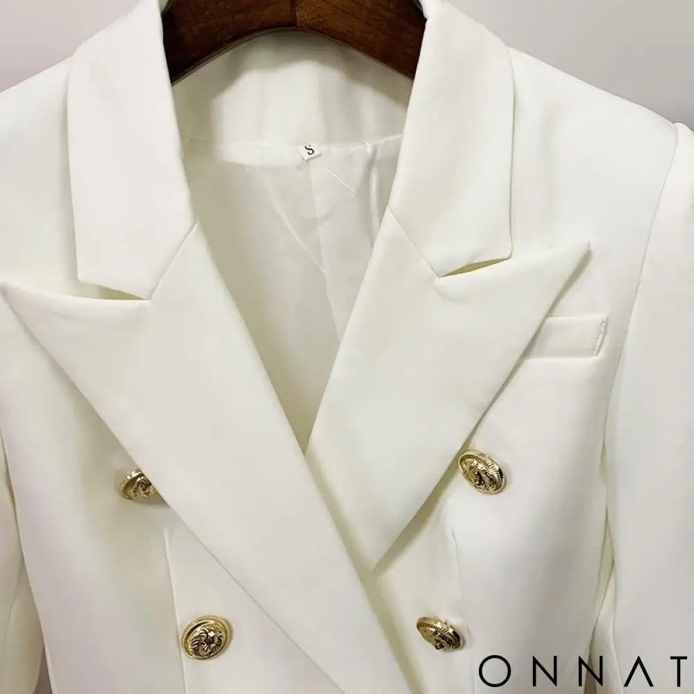 Double Breasted Gold Button Blazer