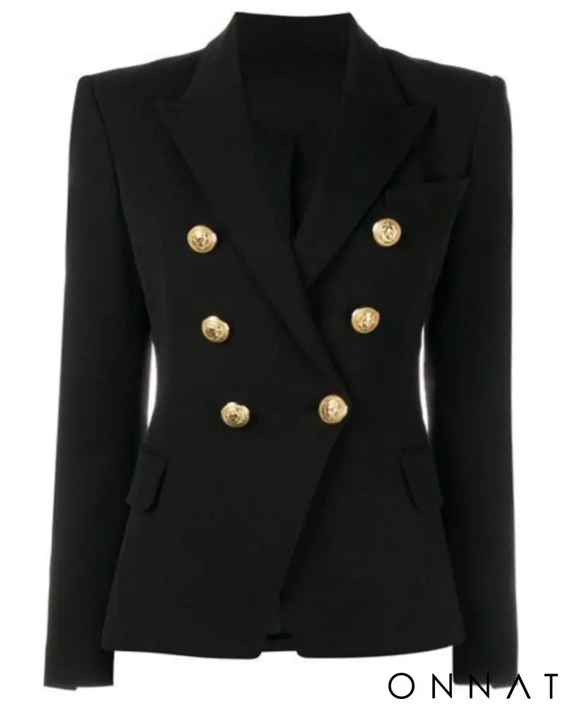 Double Breasted Gold Button Blazer