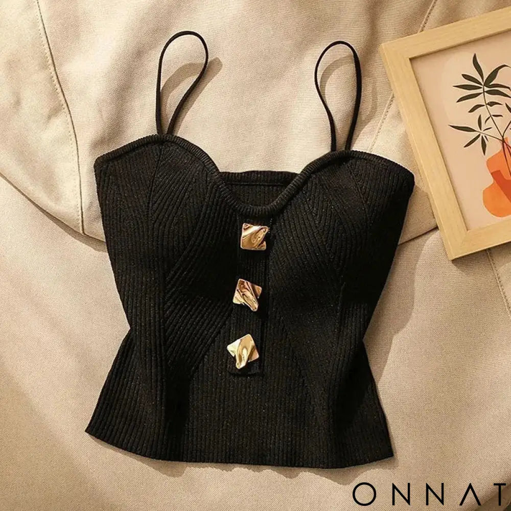 Summer Cross-Knit Suspender Women’S French Style Sexy Beauty Camisole Slim Fit Sleeveless T-Shirt No Chest Pad Short