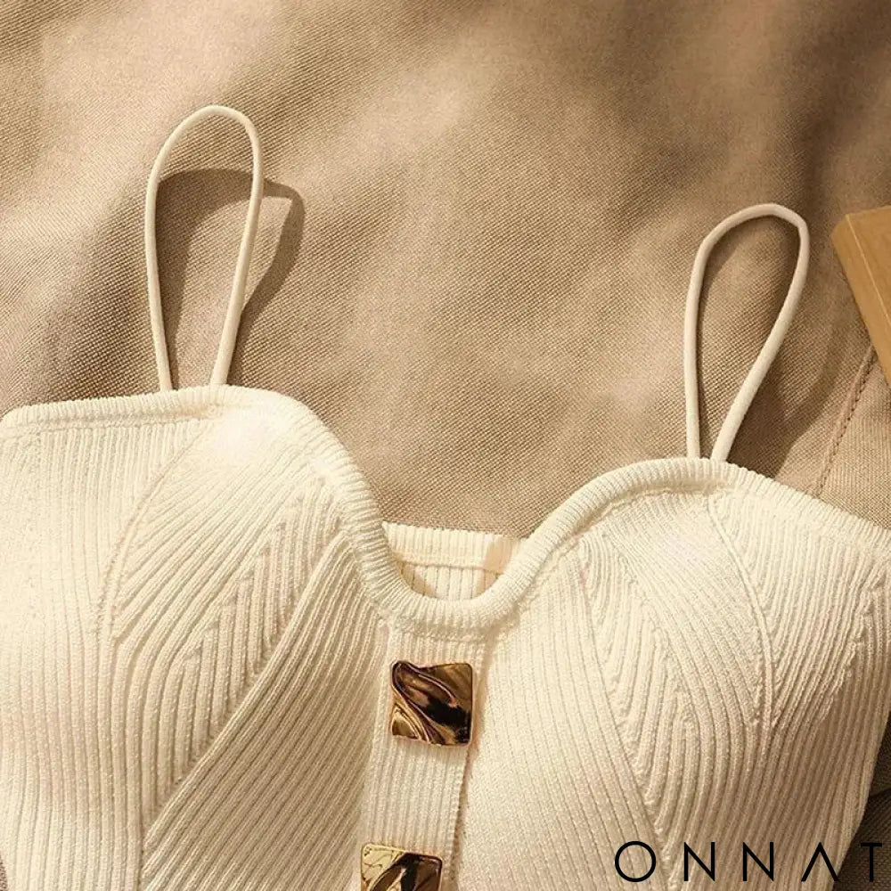 Summer Cross-Knit Suspender Women’S French Style Sexy Beauty Camisole Slim Fit Sleeveless T-Shirt No Chest Pad Short