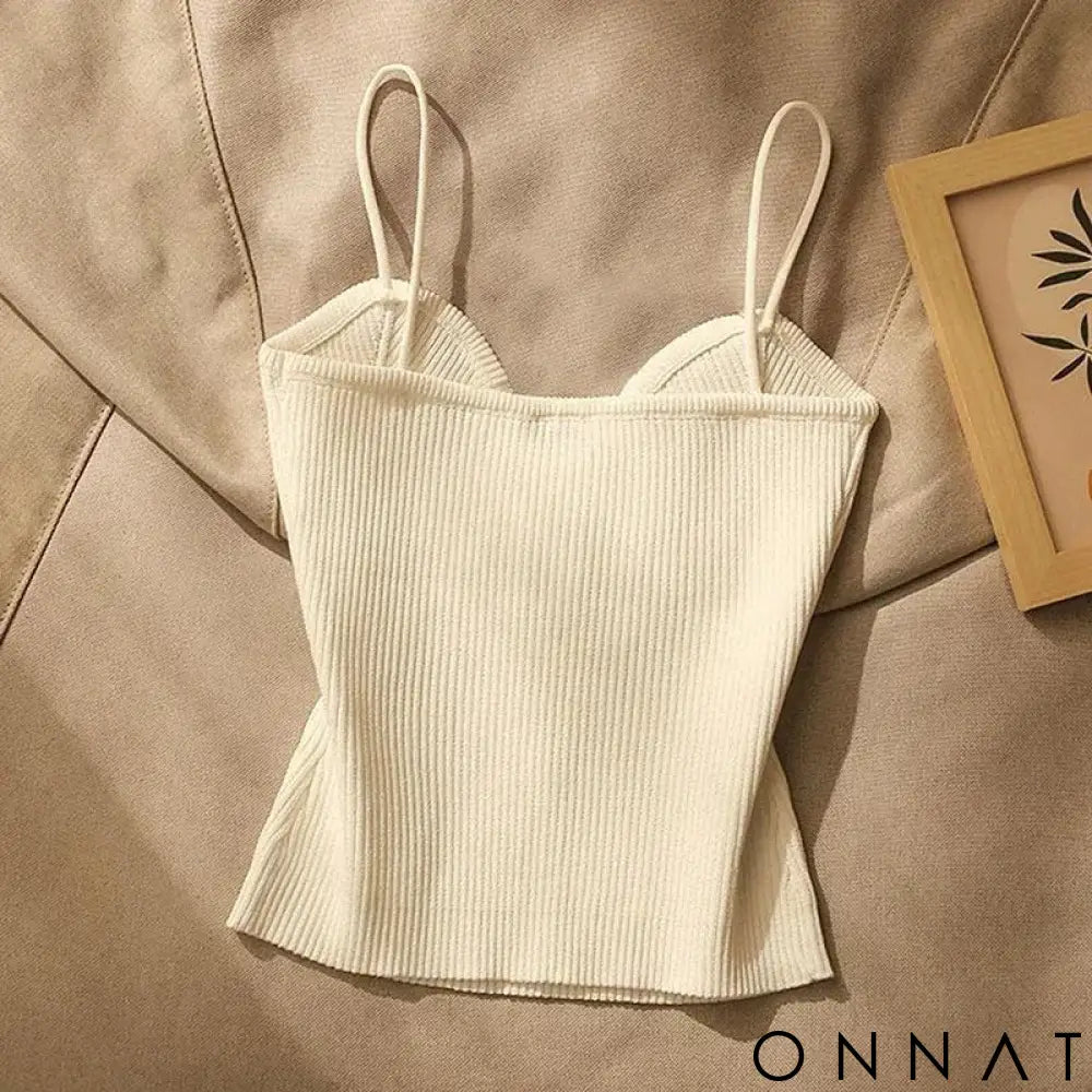 Summer Cross-Knit Suspender Women’S French Style Sexy Beauty Camisole Slim Fit Sleeveless T-Shirt No Chest Pad Short
