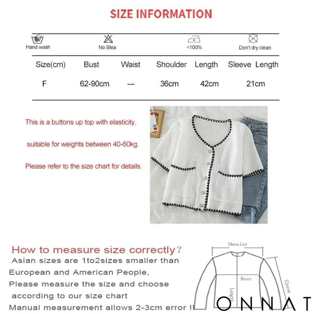 Summer Women New Solid V-Neck Casual Crop Top Single-breasted Pocket Patchwork Cardigan Versatile Loose Short Sleeve
