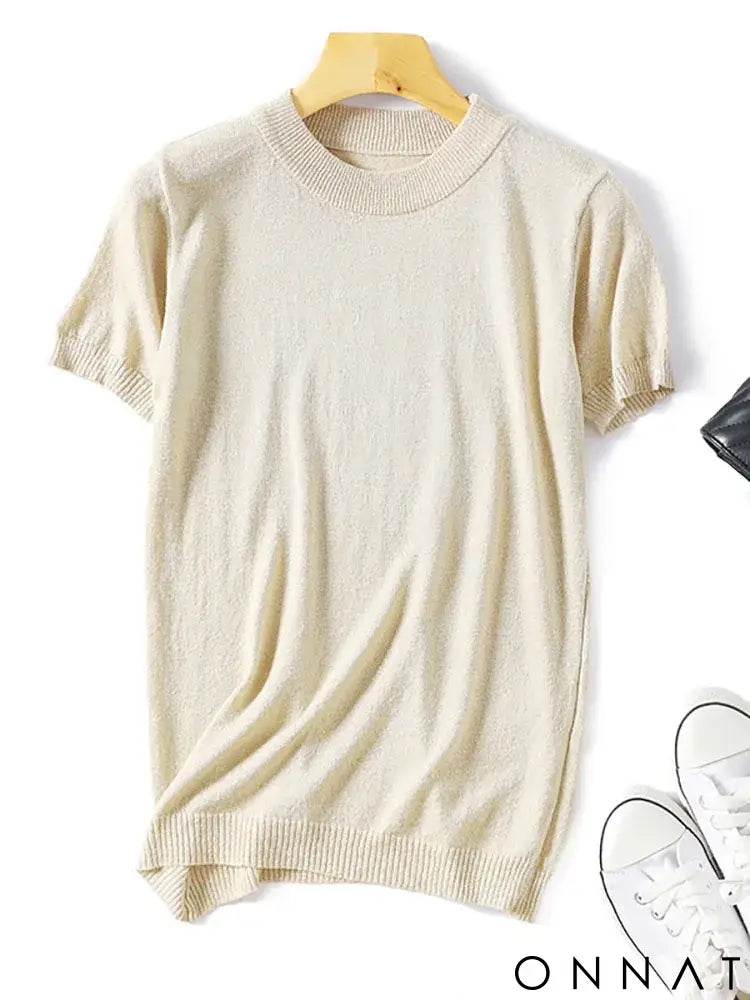 Shiny Lurex 2024 Spring Summer O Neck Mix Color Patchwork Sweater Women Casual Short Sleeve Pullover Knit Jumper Korean