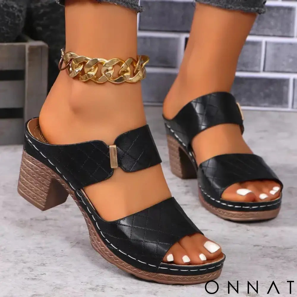 Women Summer Lightweight Hollow Sandals High Heels New Dress Chunky Open Toe Slippers Female 2024 Casual Slingback
