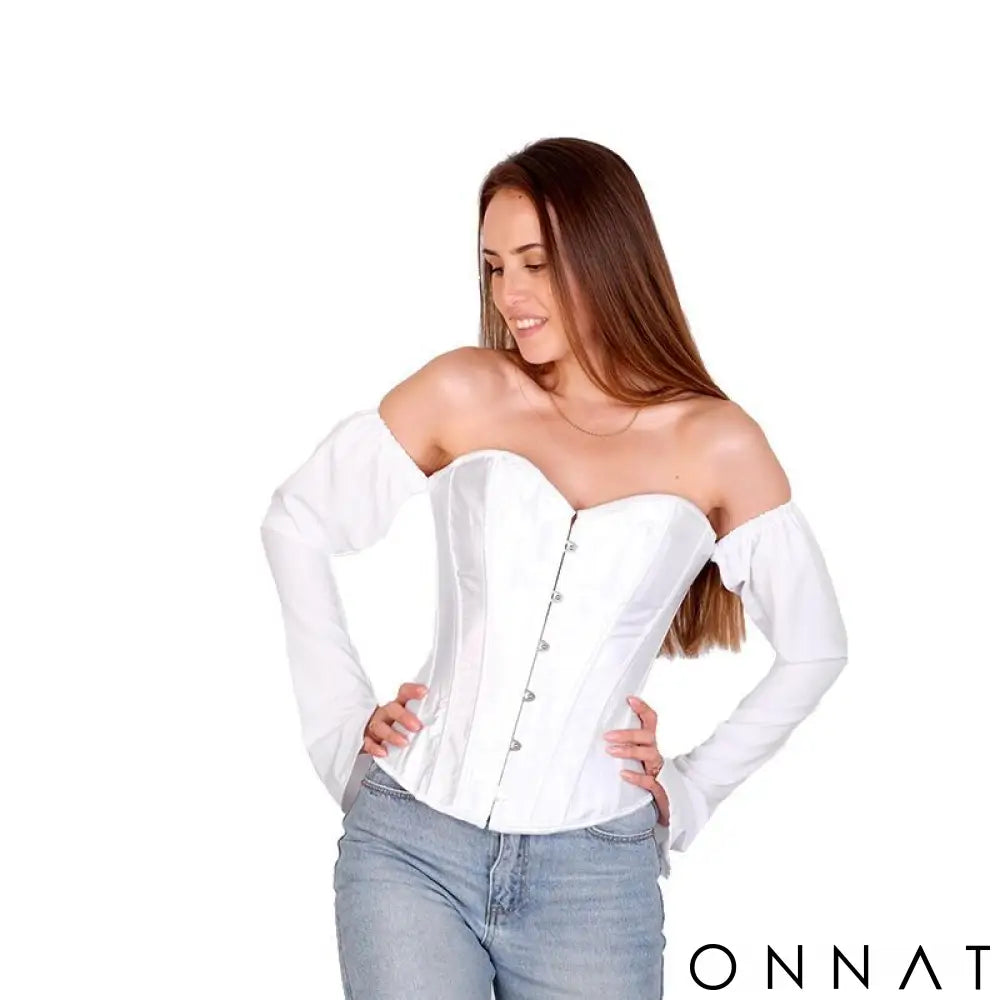 White Off The Shoulder Corset Top Tops