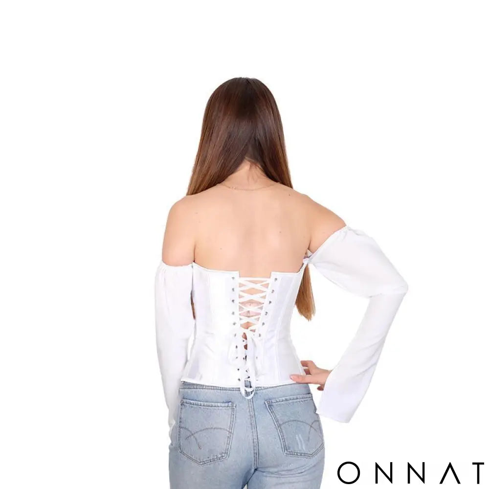 White Off The Shoulder Corset Top Tops