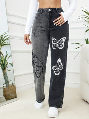 Calça Jeans Papiluxe™ Borboleta Assimétrica