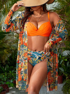 Conjunto Biquíni 3 Peças Plus Size com Quimono