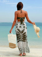 Biquíni Brasileiro Halter com Saia Estampada - 3 Peças Coloridas