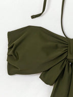 Biquíni Brasileiro Halter com Saia Estampada - 3 Peças Coloridas