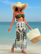 Biquíni Brasileiro Halter com Saia Estampada - 3 Peças Coloridas