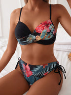 Biquíni Cruzado Floral com Bojo Removível