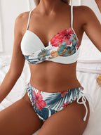 Biquíni Cruzado Floral com Bojo Removível