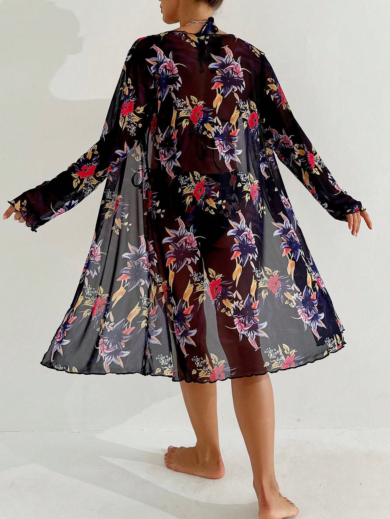 Biquíni Cortininha Estampado com Quimono - Conjunto Brasileiro