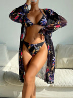 Biquíni Cortininha Estampado com Quimono - Conjunto Brasileiro