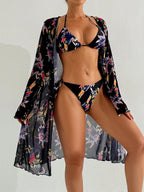 Biquíni Cortininha Estampado com Quimono - Conjunto Brasileiro