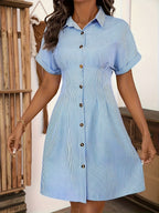 Vestido Camisa Listrado Feminino Elara Stripes - Elegante e Versátil para Mulheres