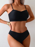 Biquíni Brasileiro 4 Peças Carla Preto com Alta Elasticidade