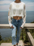 Blusa Sofy - Malha Geométrico Decote Redondo e Mangas Longas