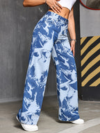 Calça Feminina Jeans Reta Onnat com Estampa Artística Única e Confortável