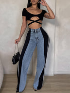 Calça Feminina Alfaiataria Onnat em Patchwork Moderno com Conforto e Estilo