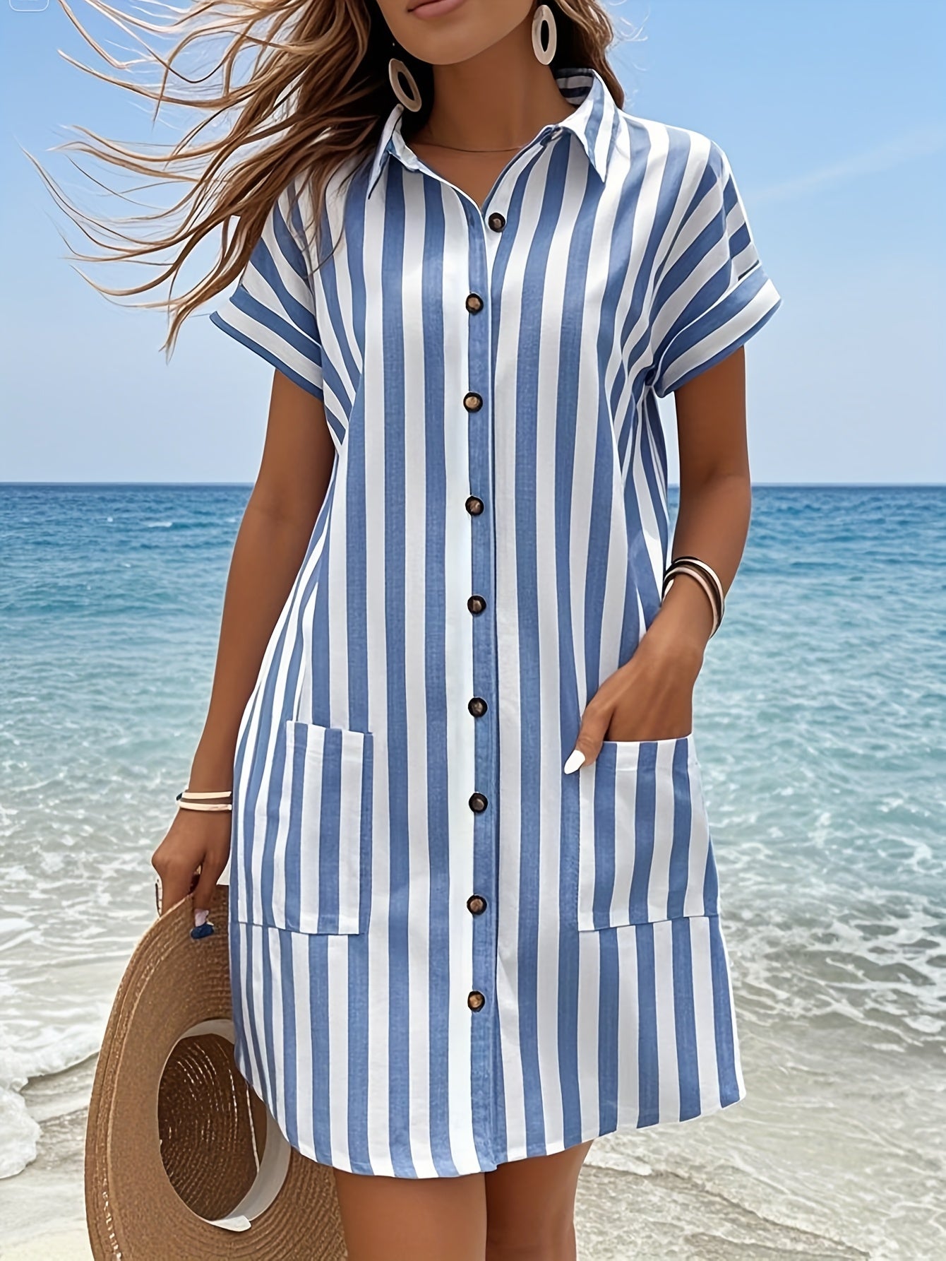 Zahara Essence – Vestido Listrado Elegante e Confortável