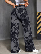 Calça Feminina Jeans Reta Onnat com Estampa Artística Única e Confortável