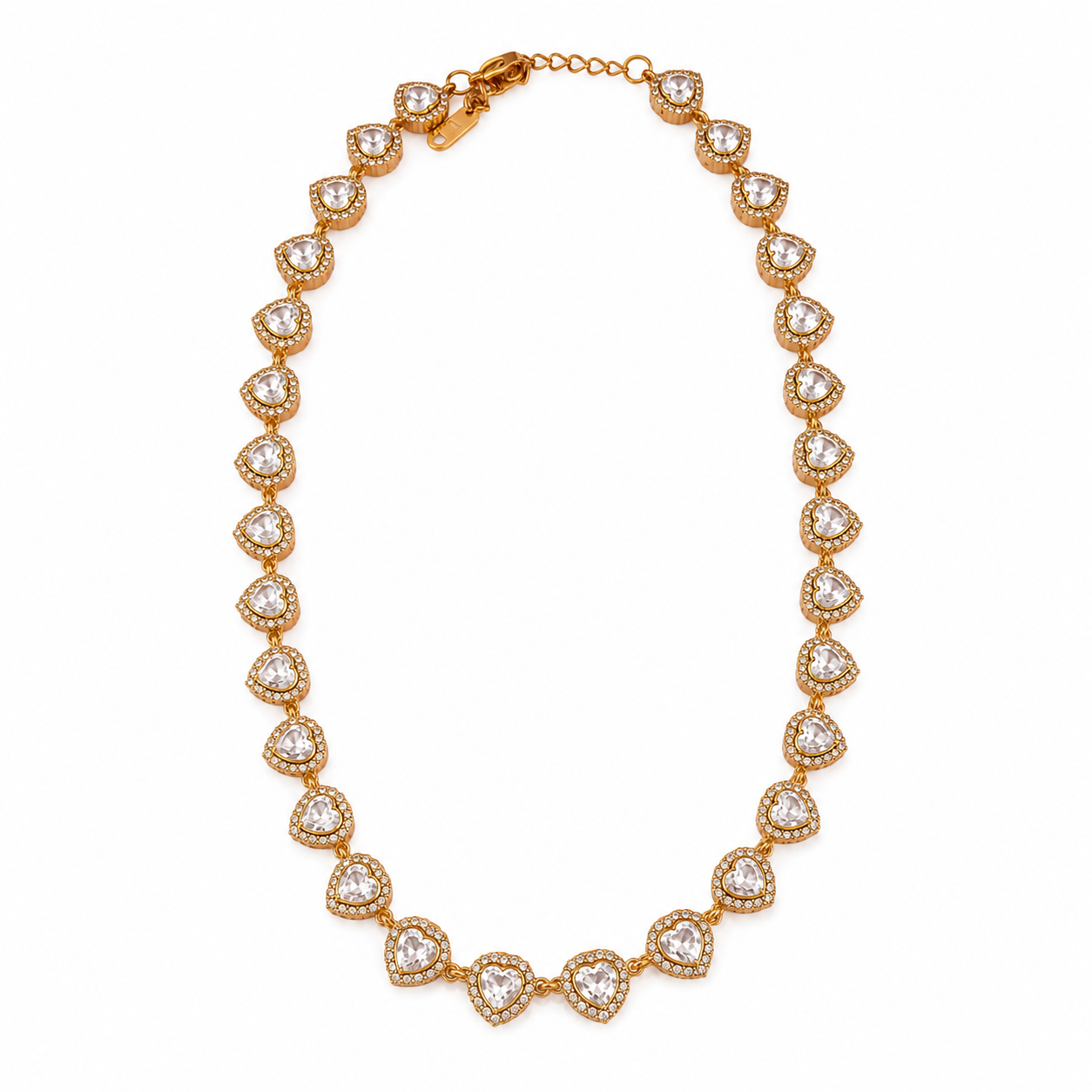 Colar Ariana Corações com Zircônias Banhado em Ouro 18K