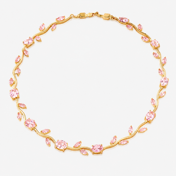 Colar Flora Pink Banhado em Ouro 18K