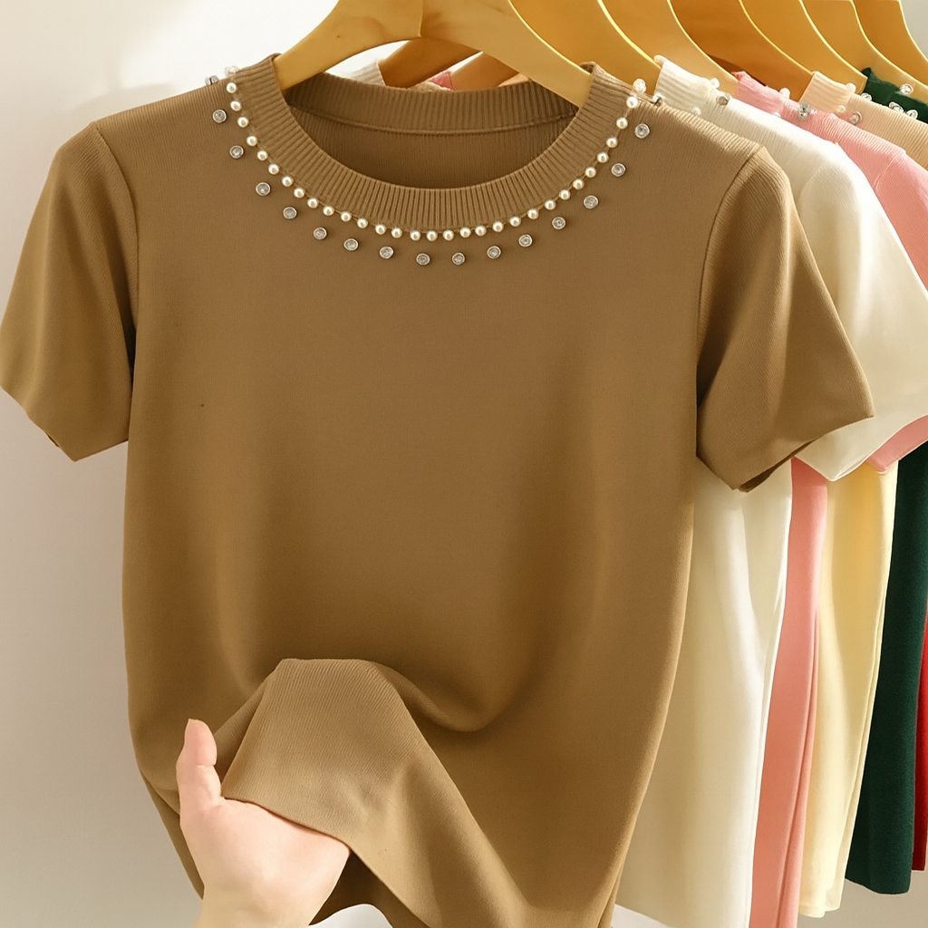 Blusa Elô Casual com Miçangas e Gola Redonda - Estilo e Conforto