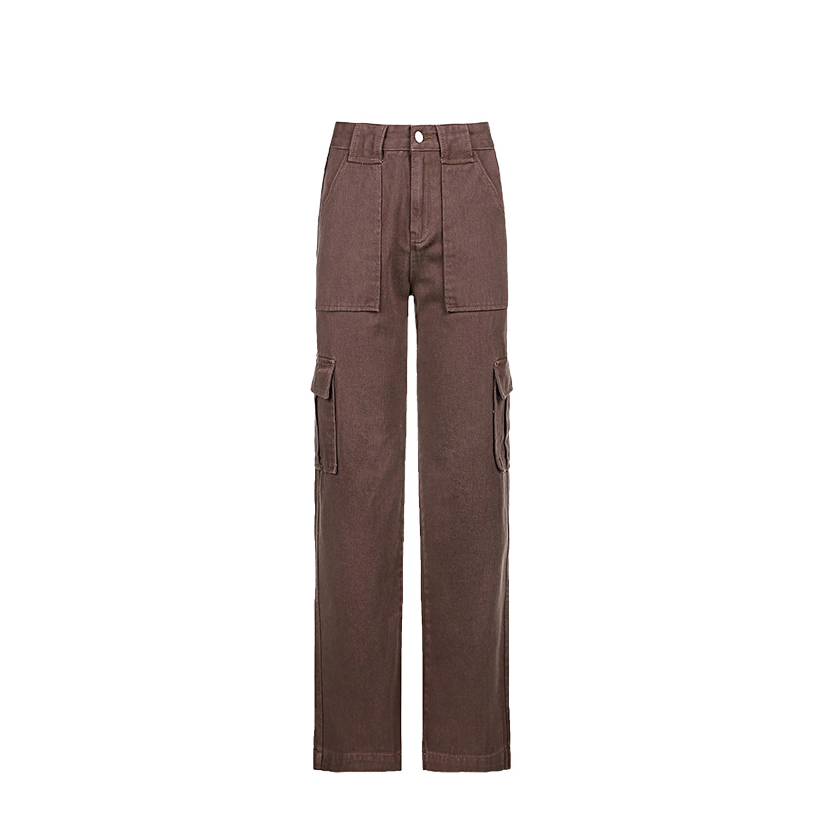 Calça Feminina Cargo Jeans Vintage Marrom