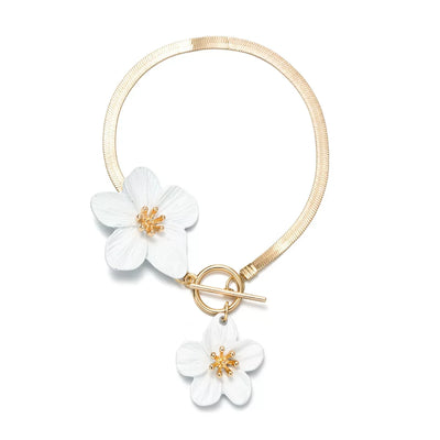 Pulseira ou Tornozeleira com Flor 3D e Fecho OT