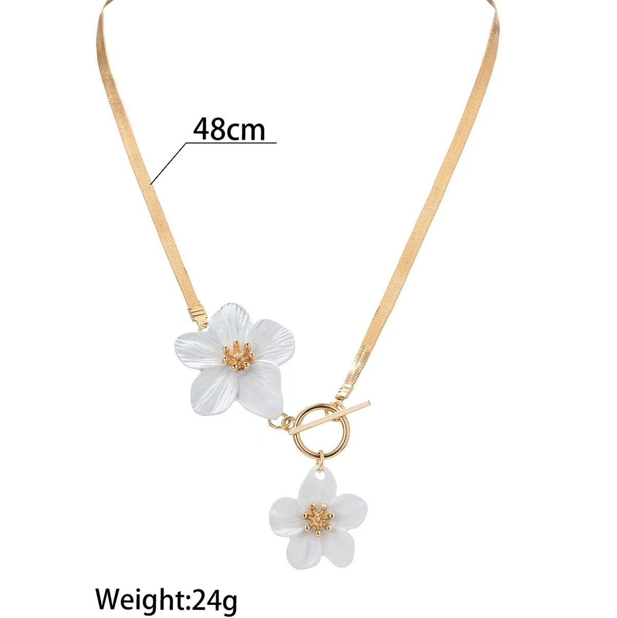 Colar de Corrente com Flor 3D e Fecho OT
