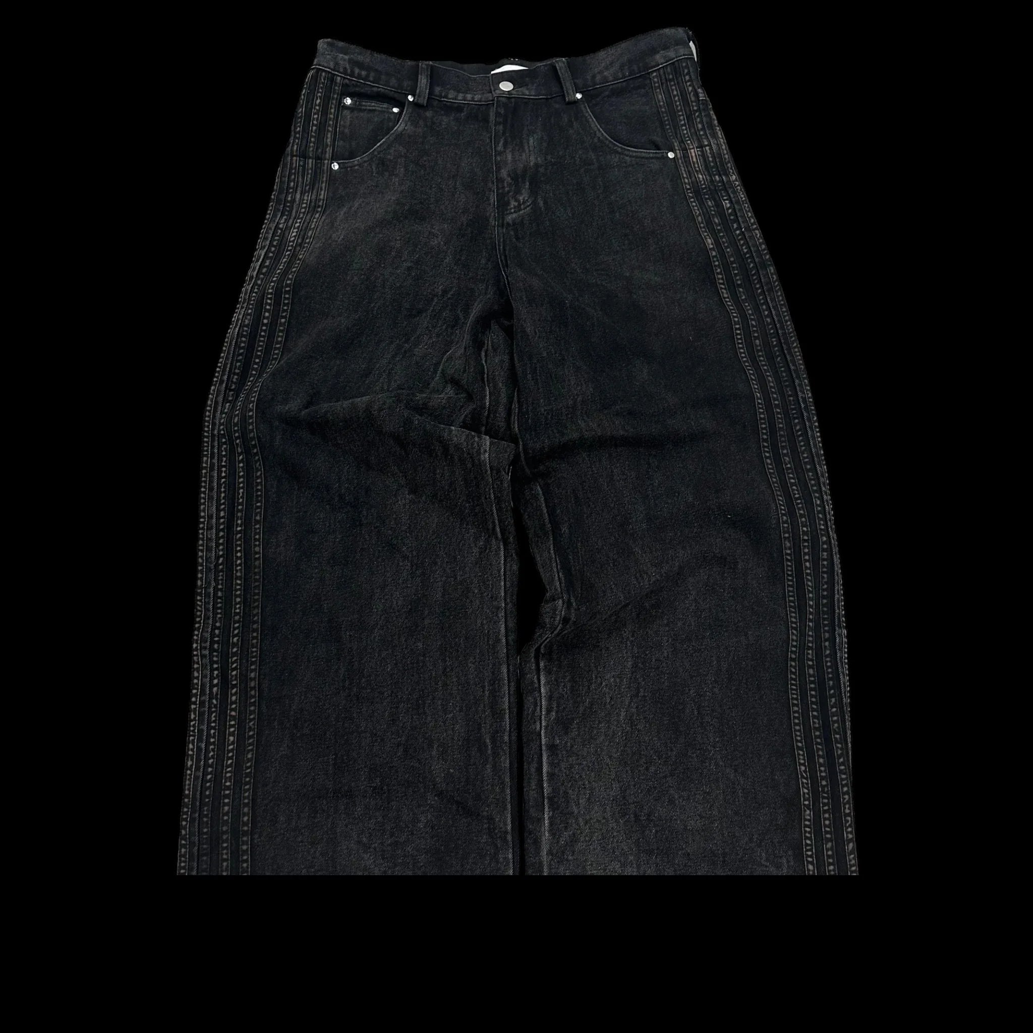 Calça Feminina Jeans Wide Leg Bordada Casual Elegante em Algodão Macio