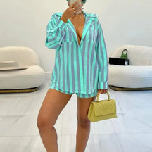 Conjunto Summer Stripes – Camisa & Shorts Listrados 🌿👗