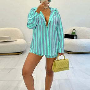 Conjunto Summer Stripes – Camisa & Shorts Listrados 🌿👗