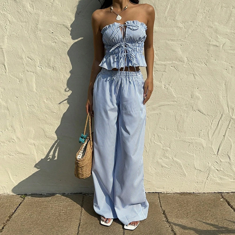 Onnat Glow Conjunto Feminino | Top Renda Alça + Calça Alta sem Manga