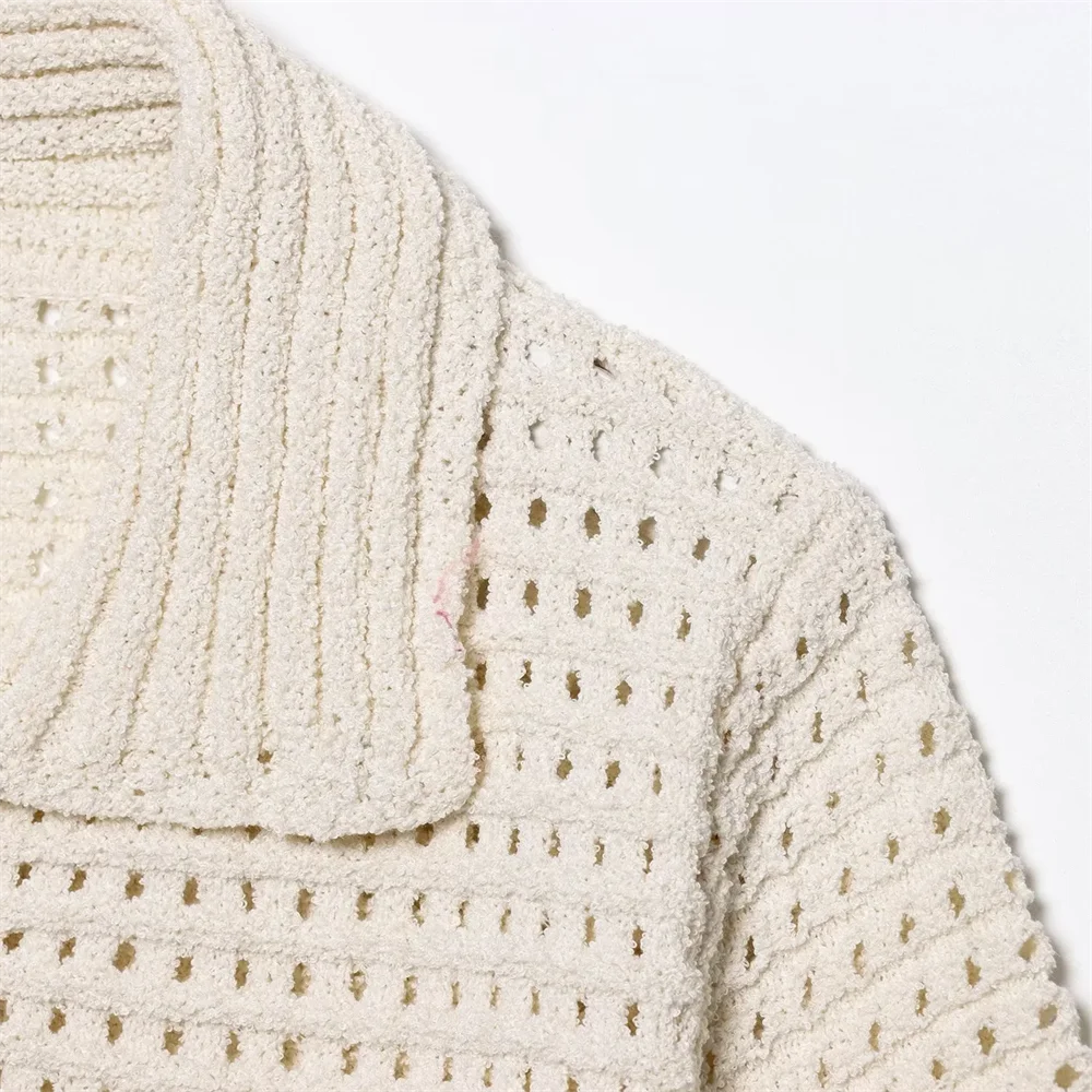 Onnat Glow Conjunto Feminino Tricô | Blusa Manga Curta + Saia com Tassel Bege