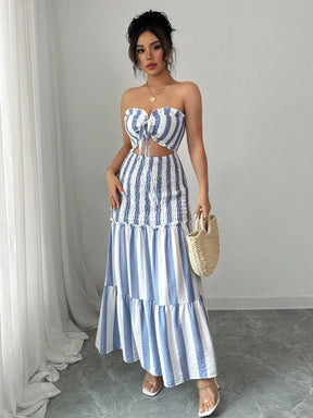 Vestido Longo Striped Elegance – Chic & Confortável