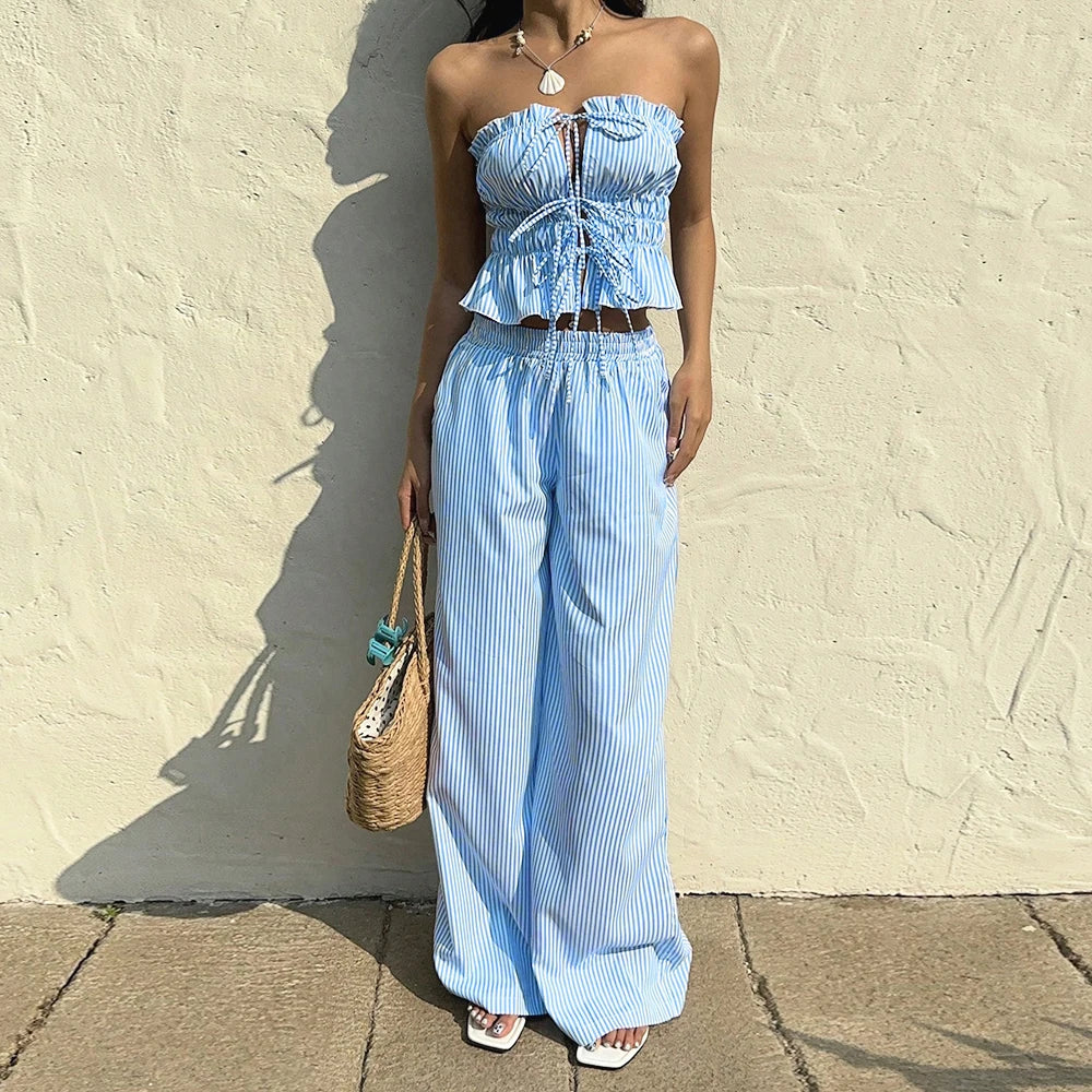 Onnat Glow Conjunto Feminino | Top Renda Alça + Calça Alta sem Manga