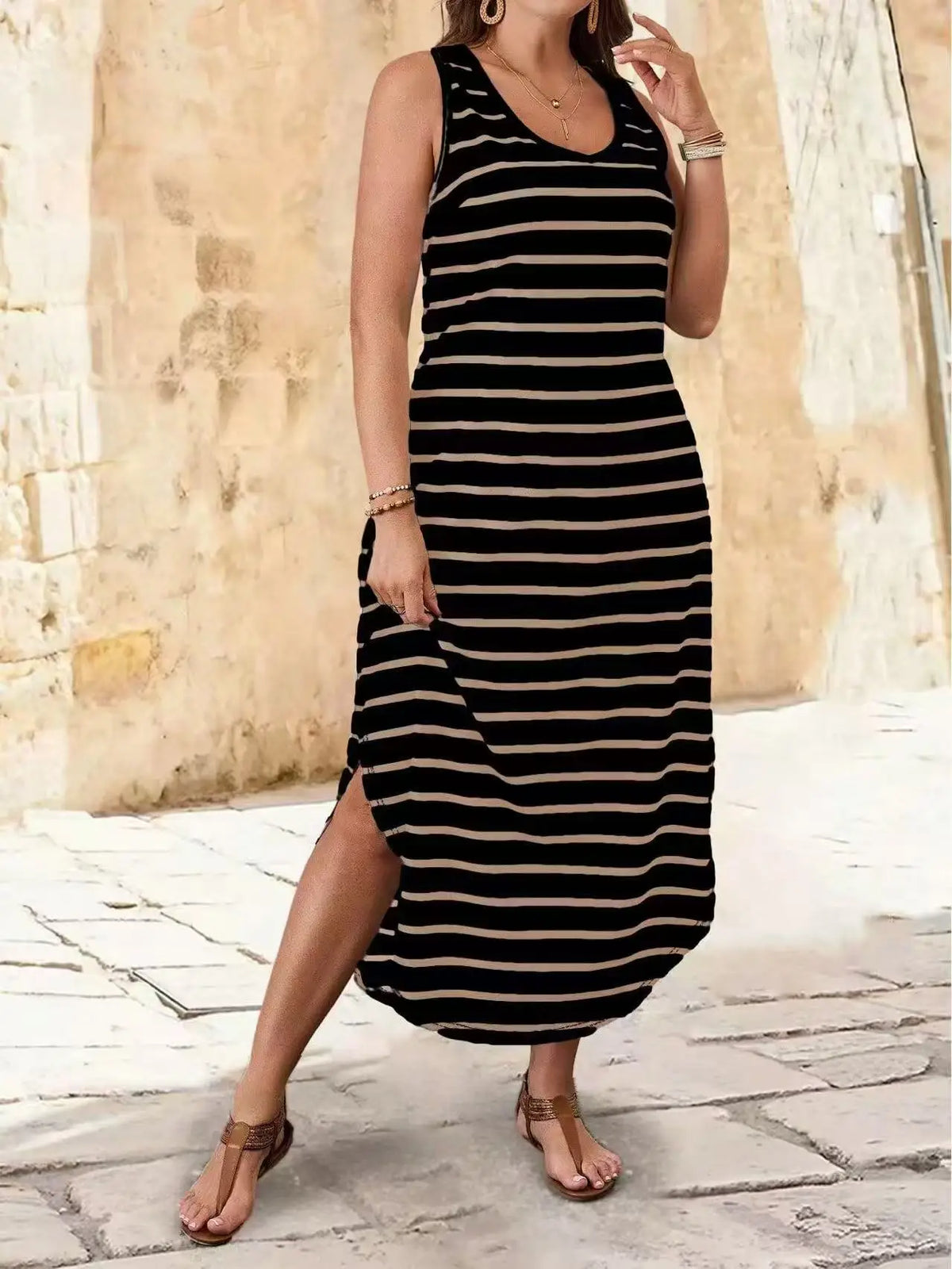 Brisa Listrada – Vestido Plus Size Verão Elegante