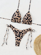 Biquíni Cortininha Triângulo Estampa de Leopardo