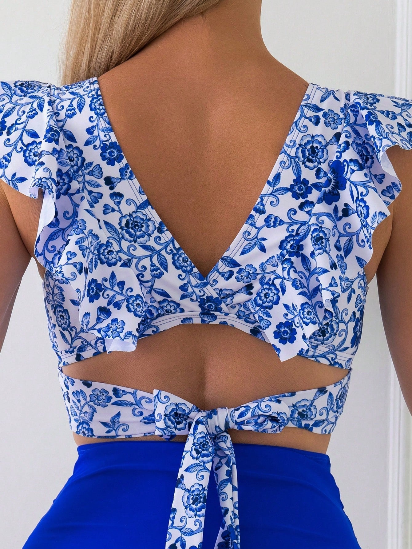 Biquíni Hot Pant Raquel Azul e Branco Floral - Biquínis Brasileiros